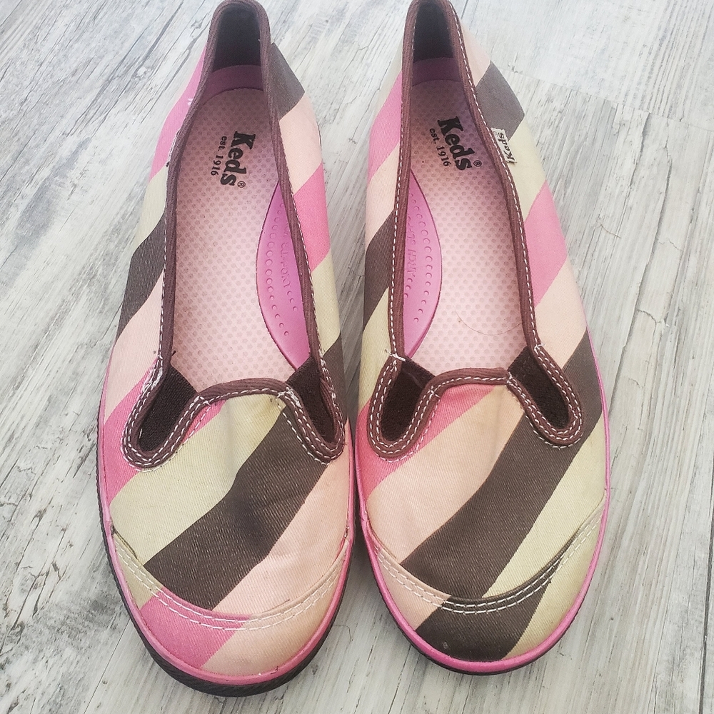 Pink cream brown Keds. Womens size 8.